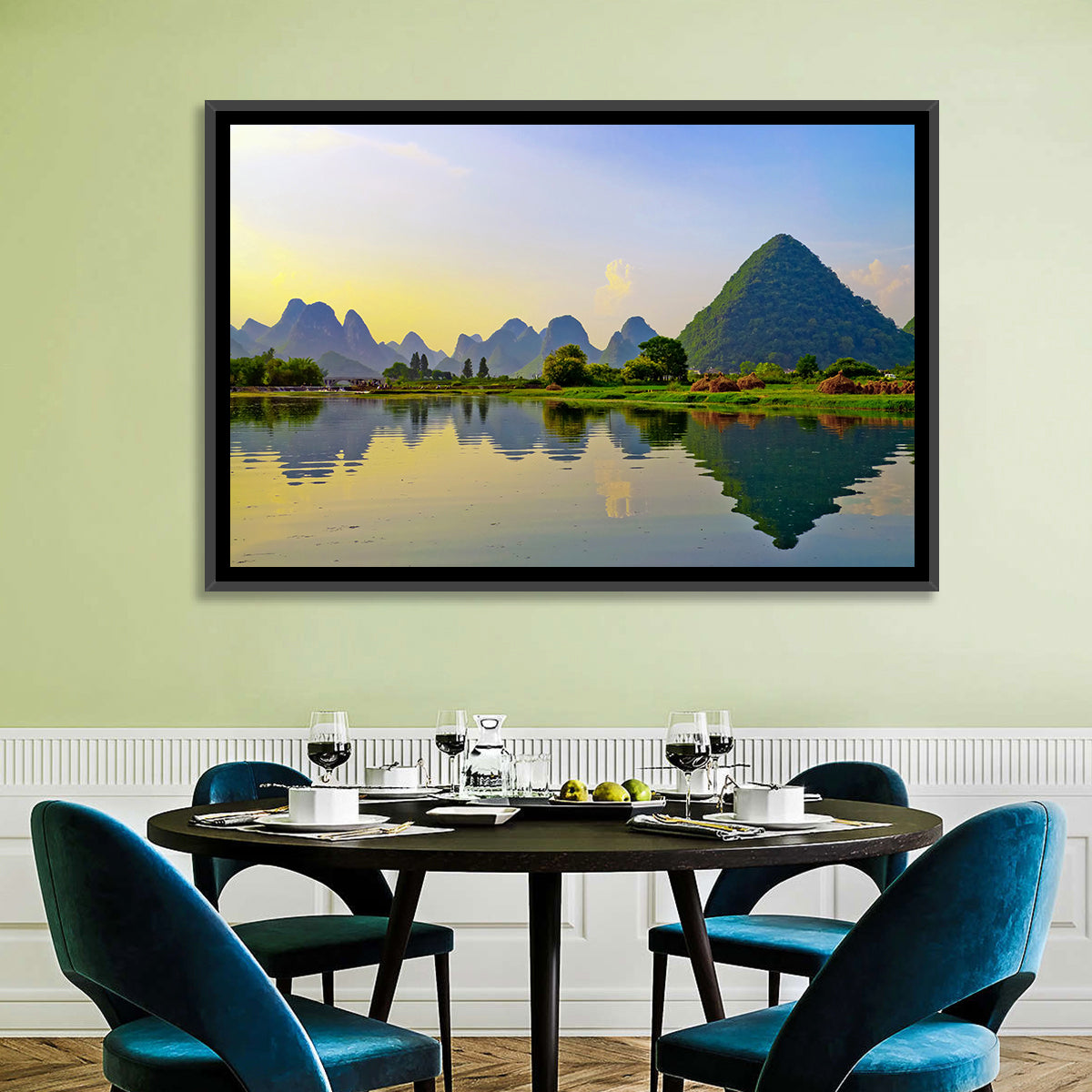 Yangshuo Reflection on Li River Wall Art in a room, landscape