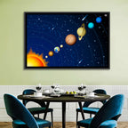 Diagonal Solar System Illustration Wall Art