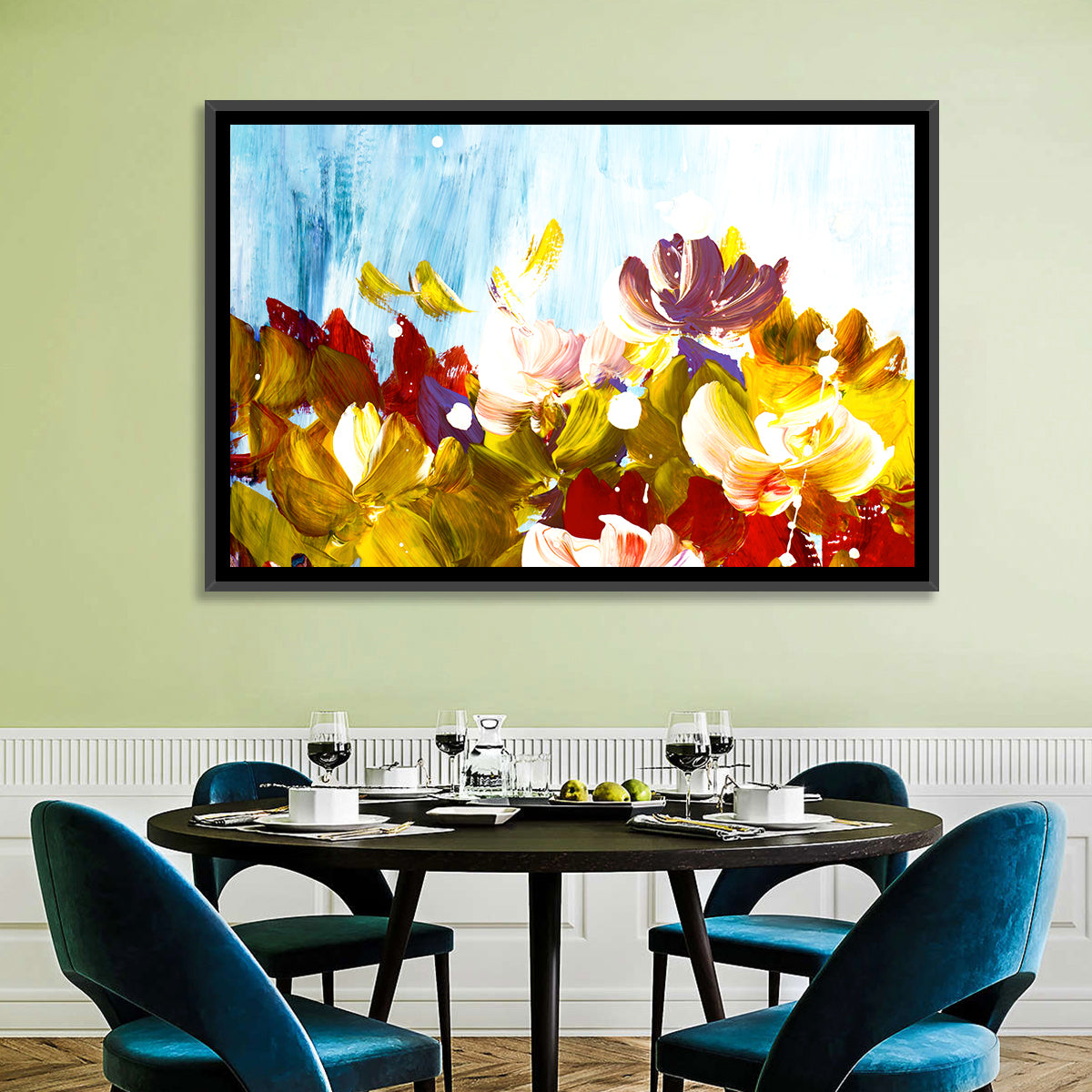 Impasto Floral Garden Wall Art in a room, landscape