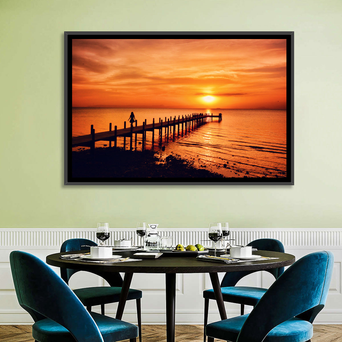 Kampot Pier at Sunset Wall Art