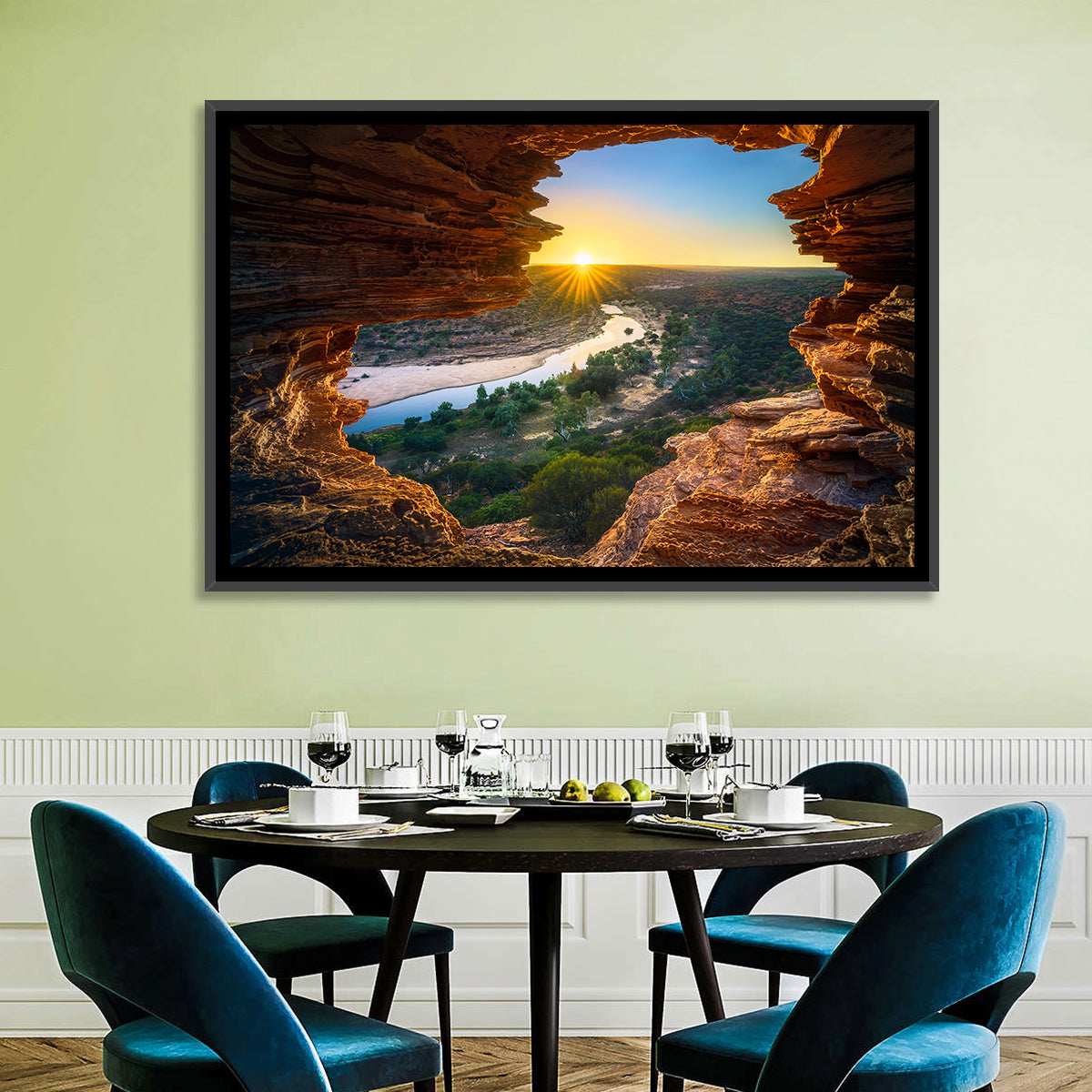 Nature's Window Sunrise, Kalbarri Wall Art in a room, landscape