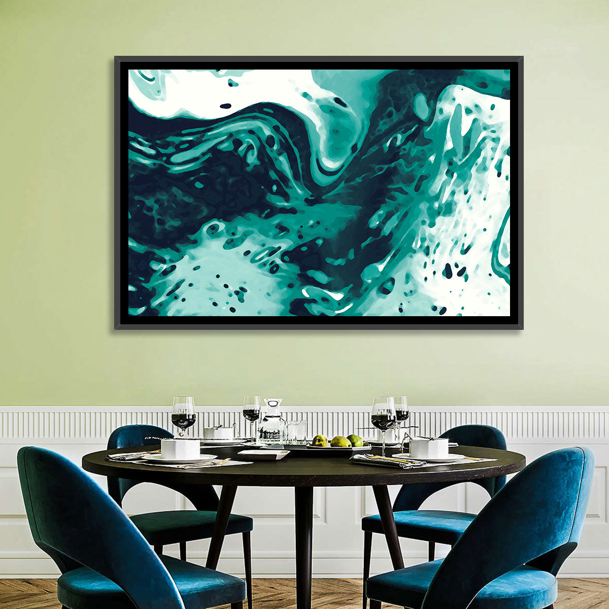 Teal Wave Abstract Wall Art