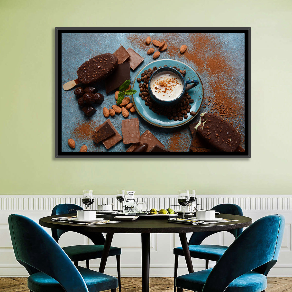 Coffee and Ice Cream Still Life Wall Art in a room, landscape
