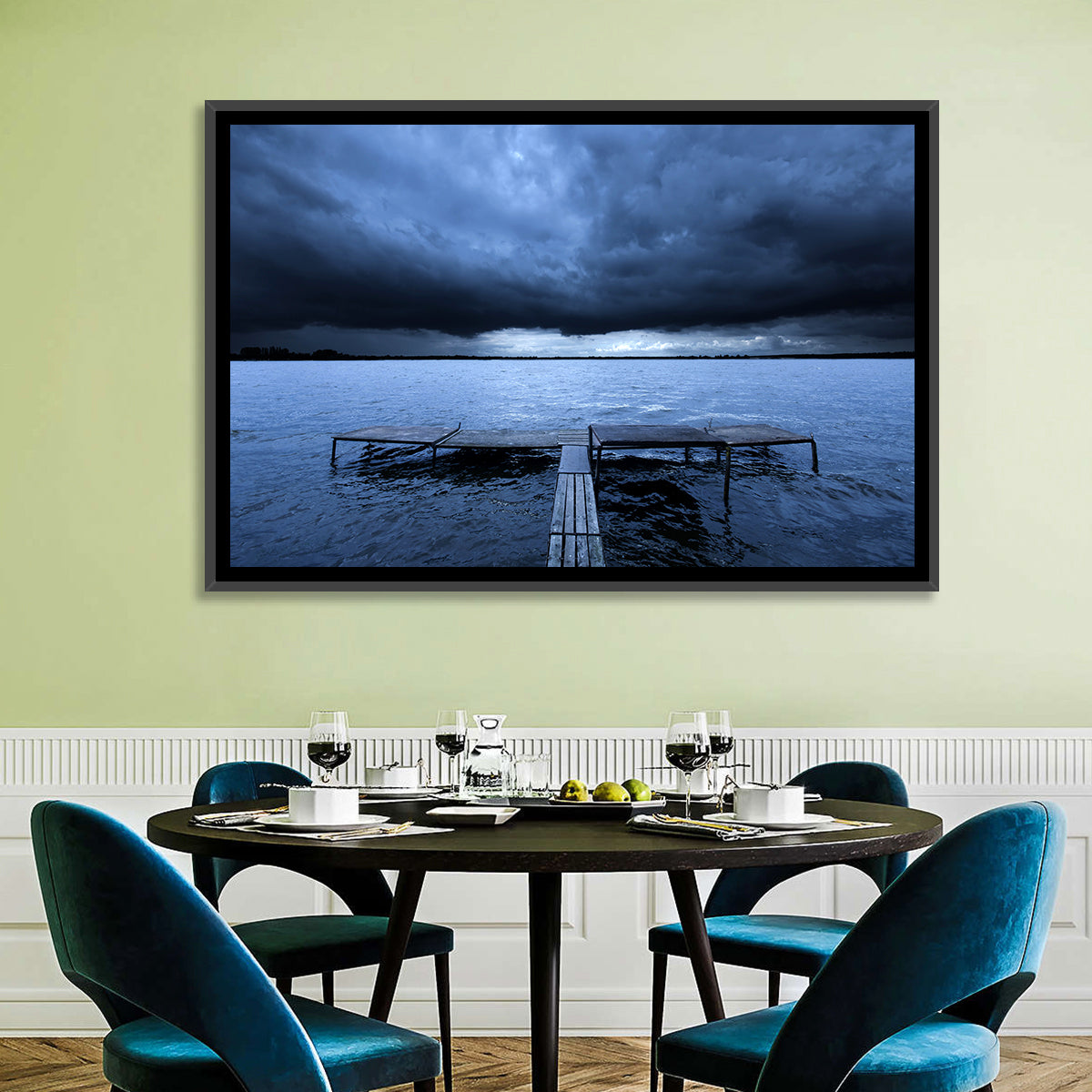 Stormy Lake Pier Wall Art