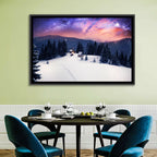 Starry Winter Cabins Under the Milky Way Wall Art
