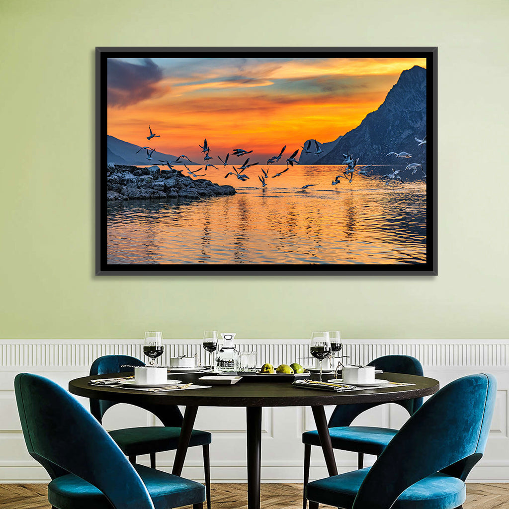 Lake Garda Sunset Birds Wall Art