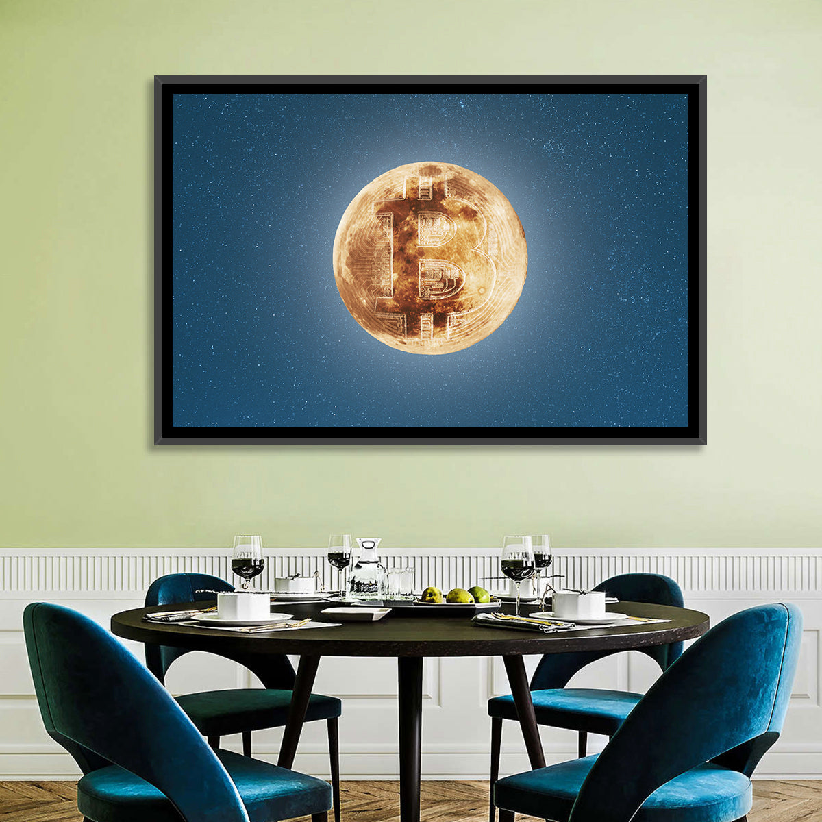 Bitcoin Circuit Moon Wall Art