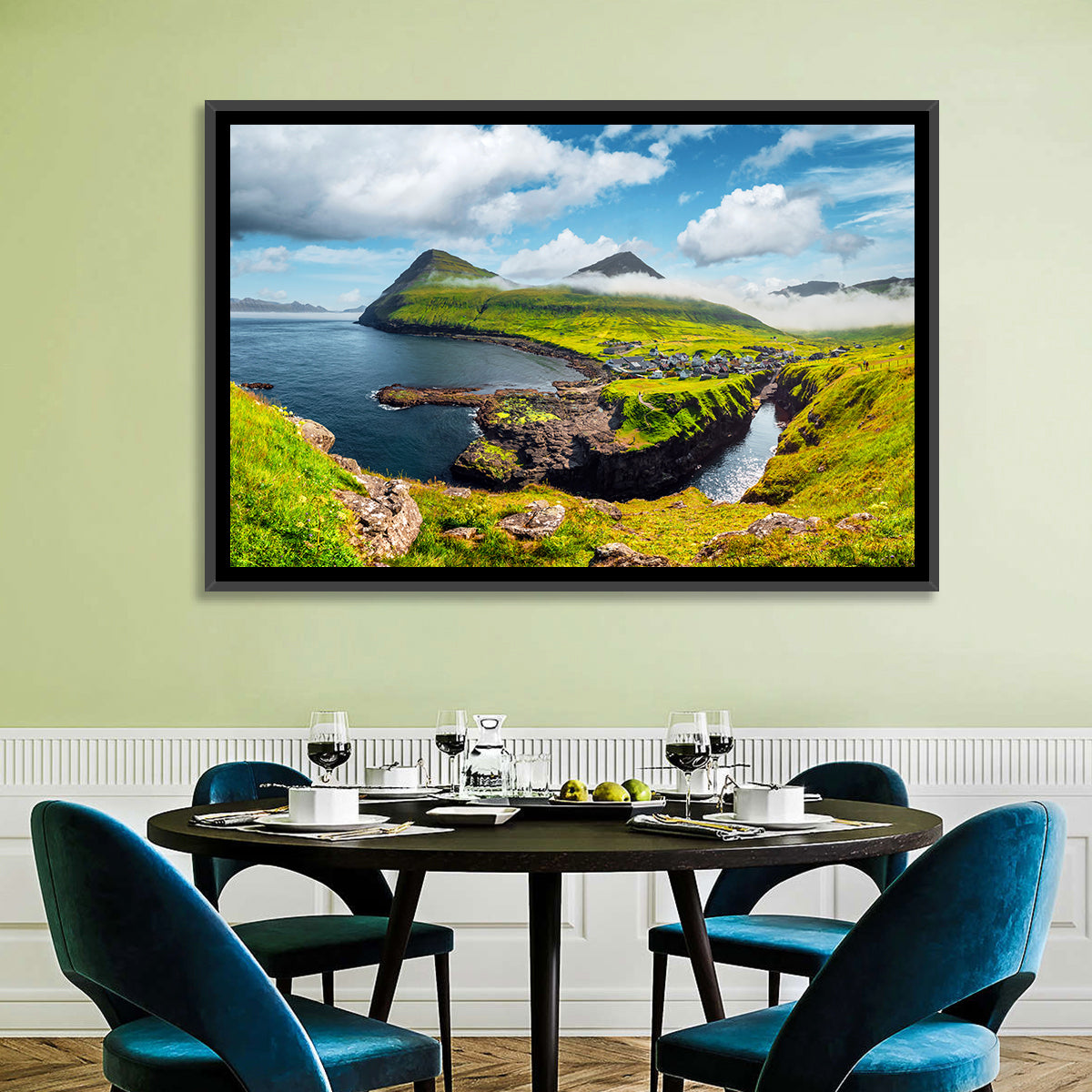 Gjógv Harbor Coastal Village Wall Art
