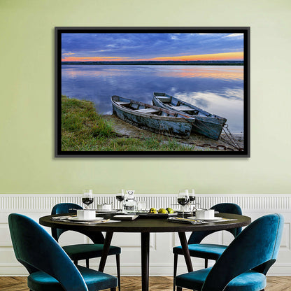 Chained Rowboats at Dusk Wall Art