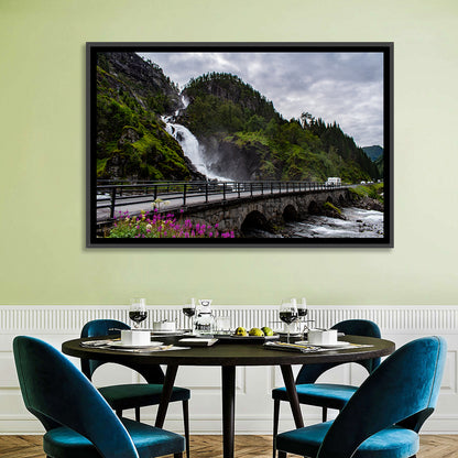 Låtefossen Stone Bridge and Waterfall Wall Art