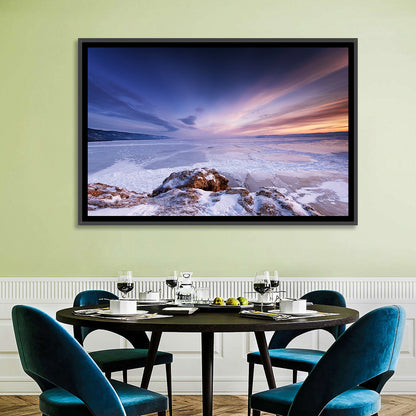 Frozen Lake Ice and Sunset Sky Wall Art