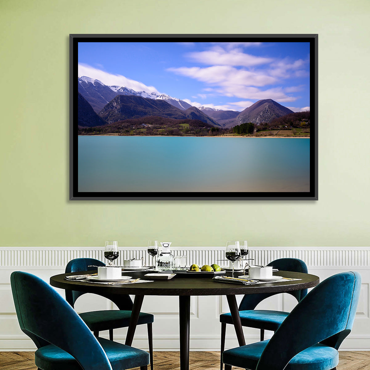 Castel San Vincenzo Lake Wall Art in a room, landscape