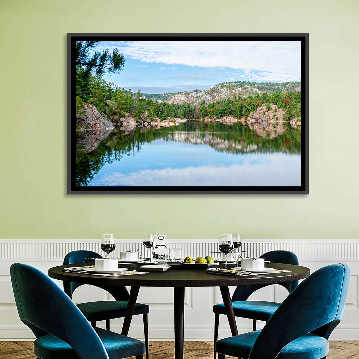 Mirror-quiet Lake and Pines Wall Art