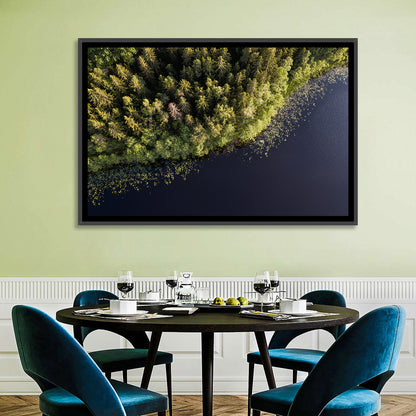 Aerial Lake with Red Boat Wall Art