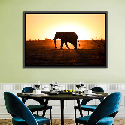 Golden Hour Elephant Silhouette Wall Art