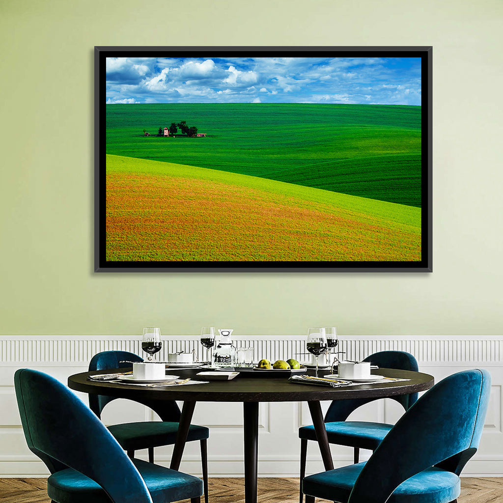 Golden Field and Green Hillside Wall Art