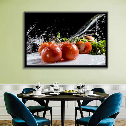 Tomatoes with Water Splash Wall Art