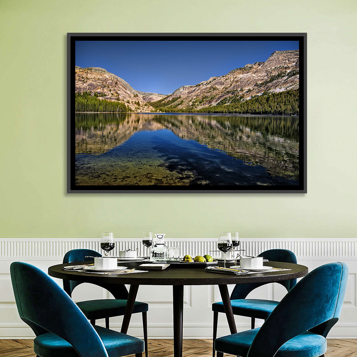 Tenaya Lake Reflection Wall Art in a room, landscape
