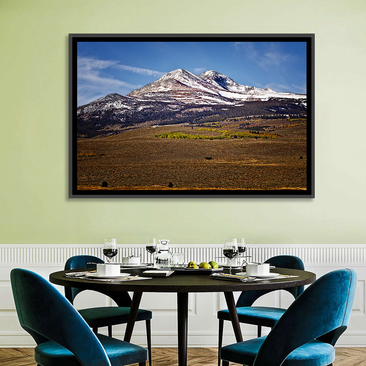 Sierra Nevada Snow Capped Peaks Wall Art in a room, landscape