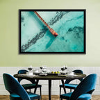 Aerial Red Pier Over Turquoise Water Wall Art