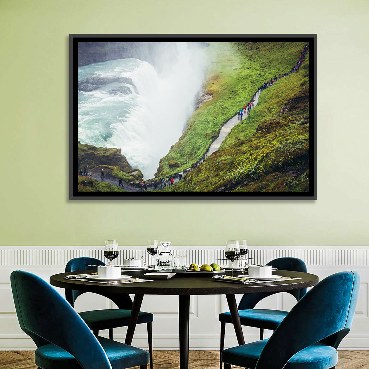 Misty Path at Gullfoss Waterfall Wall Art