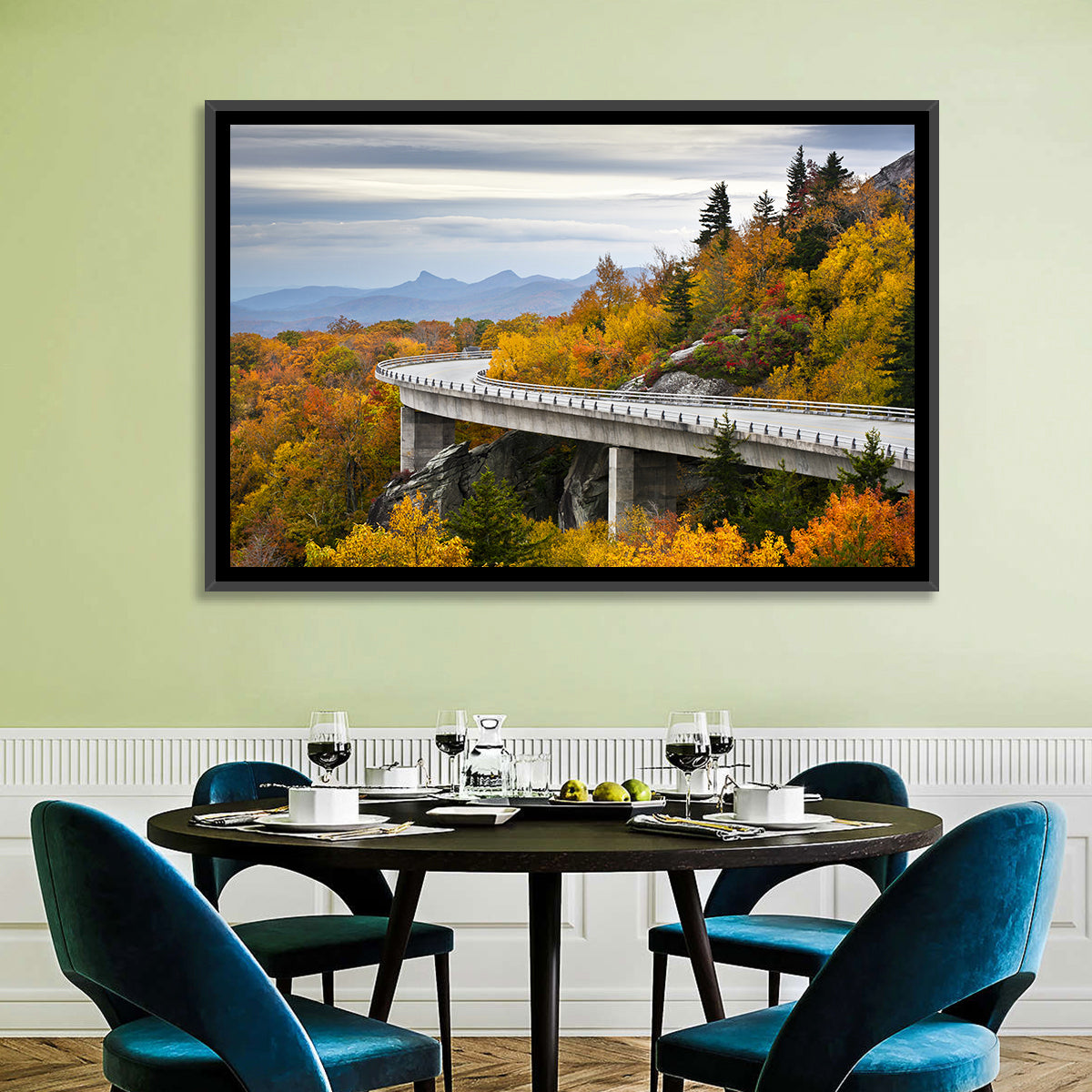 Linn Cove Viaduct at Grandfather Mountain Wall Art in a room, landscape