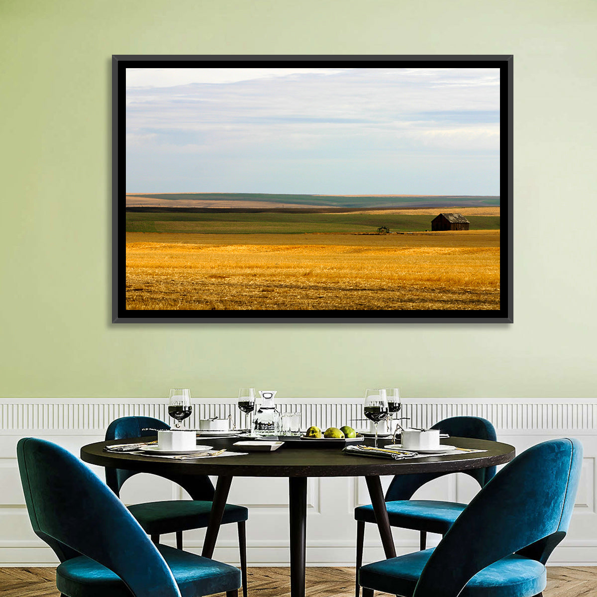 Lone Barn, Montana Farmland Wall Art in a room, landscape
