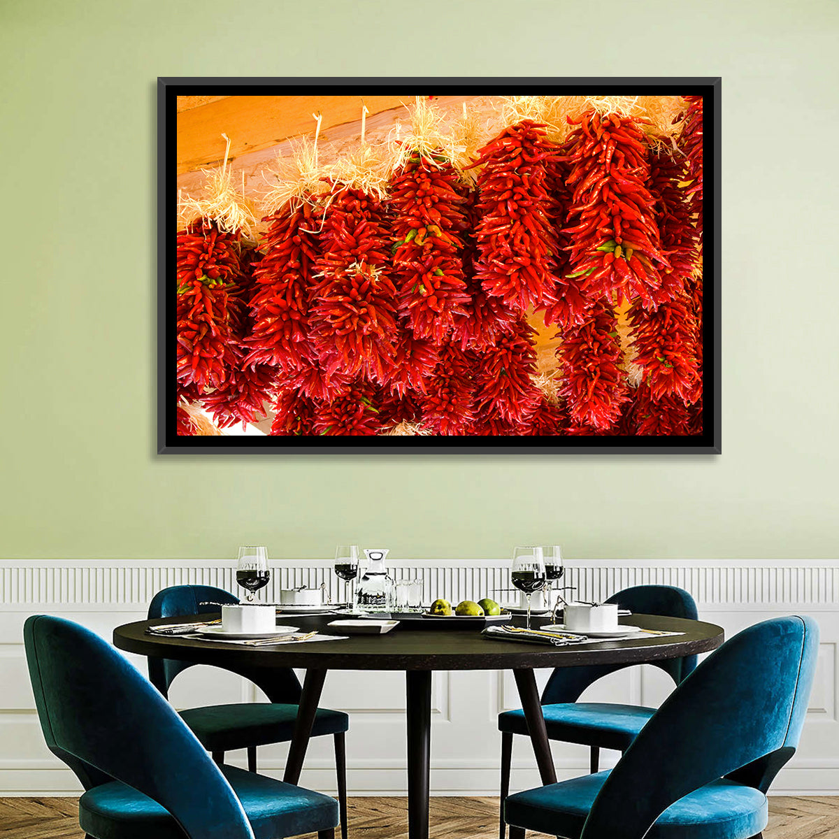 Hanging Dried Chili Peppers Wall Art