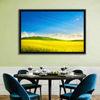 Rapeseed Field and Rolling Hills Under Blue Sky Wall Art