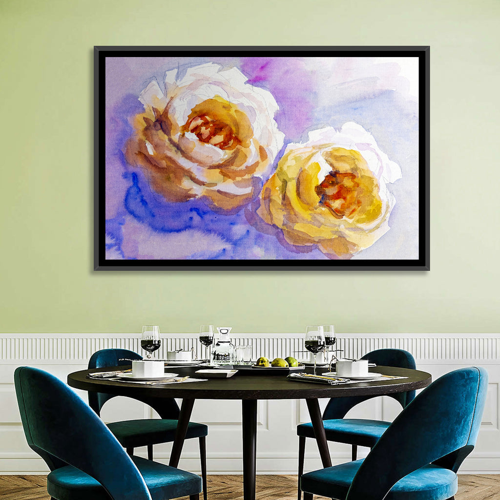Diagonal Rose Pair Study Wall Art