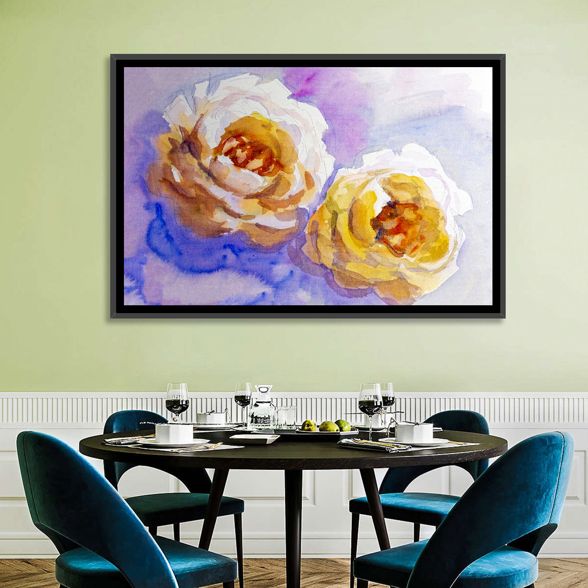 Diagonal Rose Pair Study Wall Art