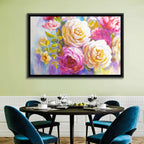 Layered Watercolor Rose Bouquet Wall Art