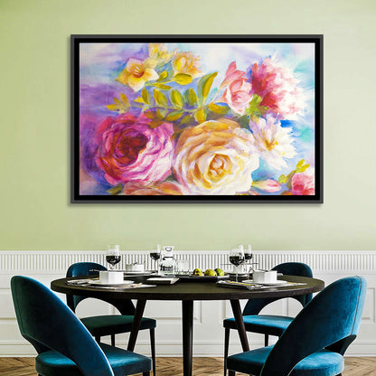 Painterly Peonies and Rose Bouquet Wall Art