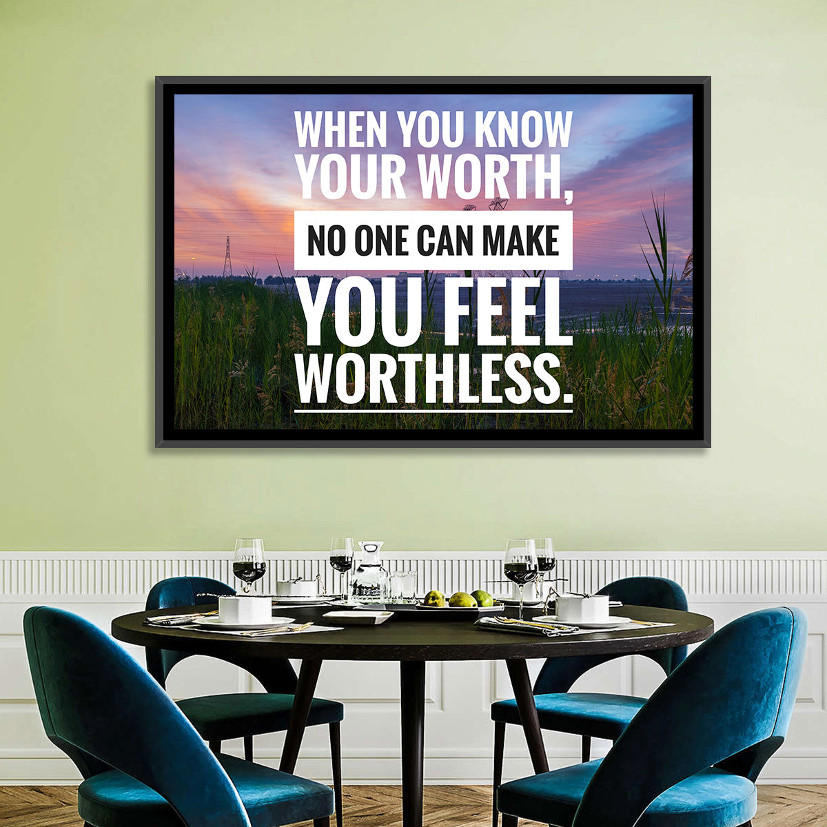 When You Know Your Worth, Golden Hour Wall Art in a room, landscape