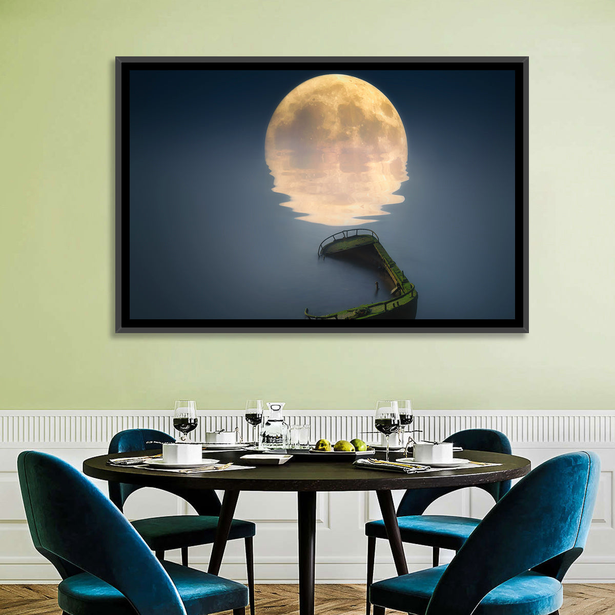 Moonlit Shipwreck Reflection Wall Art