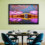 Illuminated Cherry Blossom Bridge Wall Art