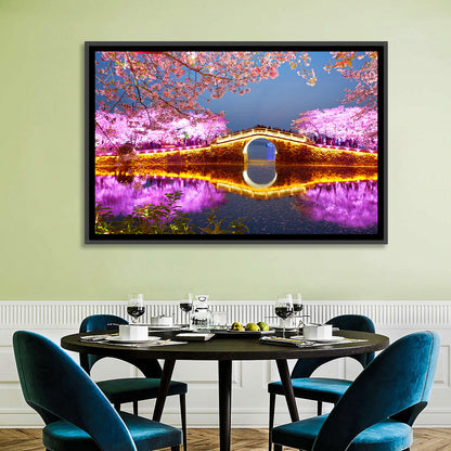 Illuminated Cherry Blossom Bridge Wall Art