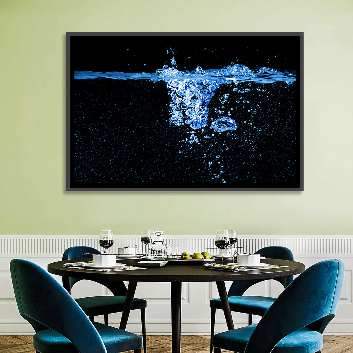 Underwater Bubble Motion Wall Art in a room, landscape