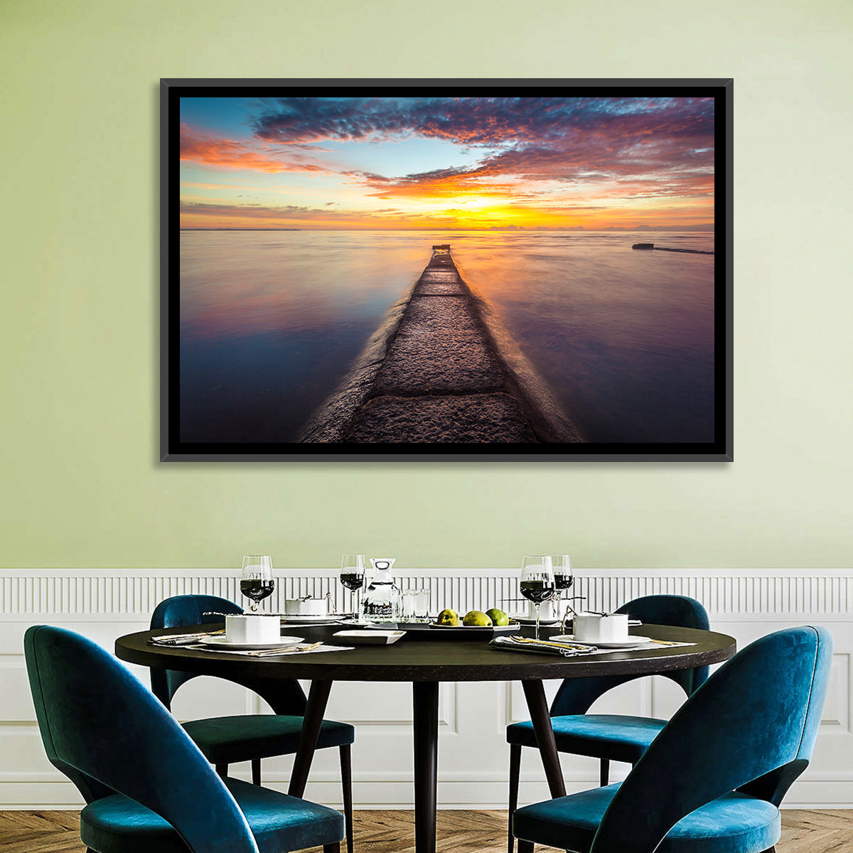 Stone Pier to Glowing Horizon Wall Art