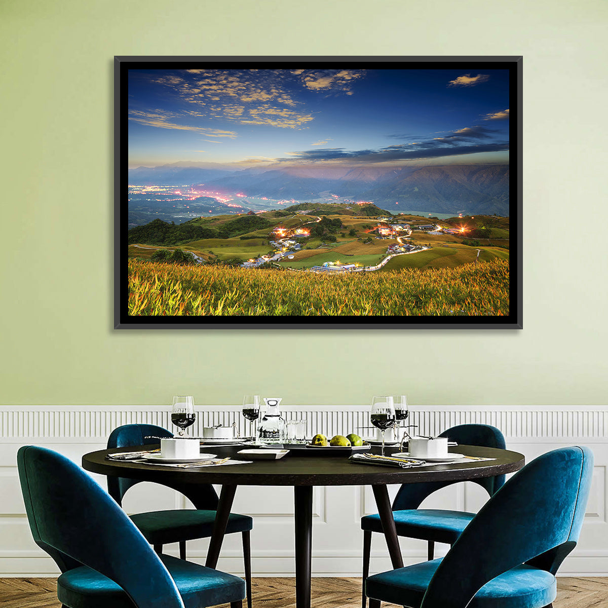 Sixty Stone Mountain Nightscape Wall Art in a room, landscape