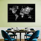 Instrument Silhouette World Map Wall Art