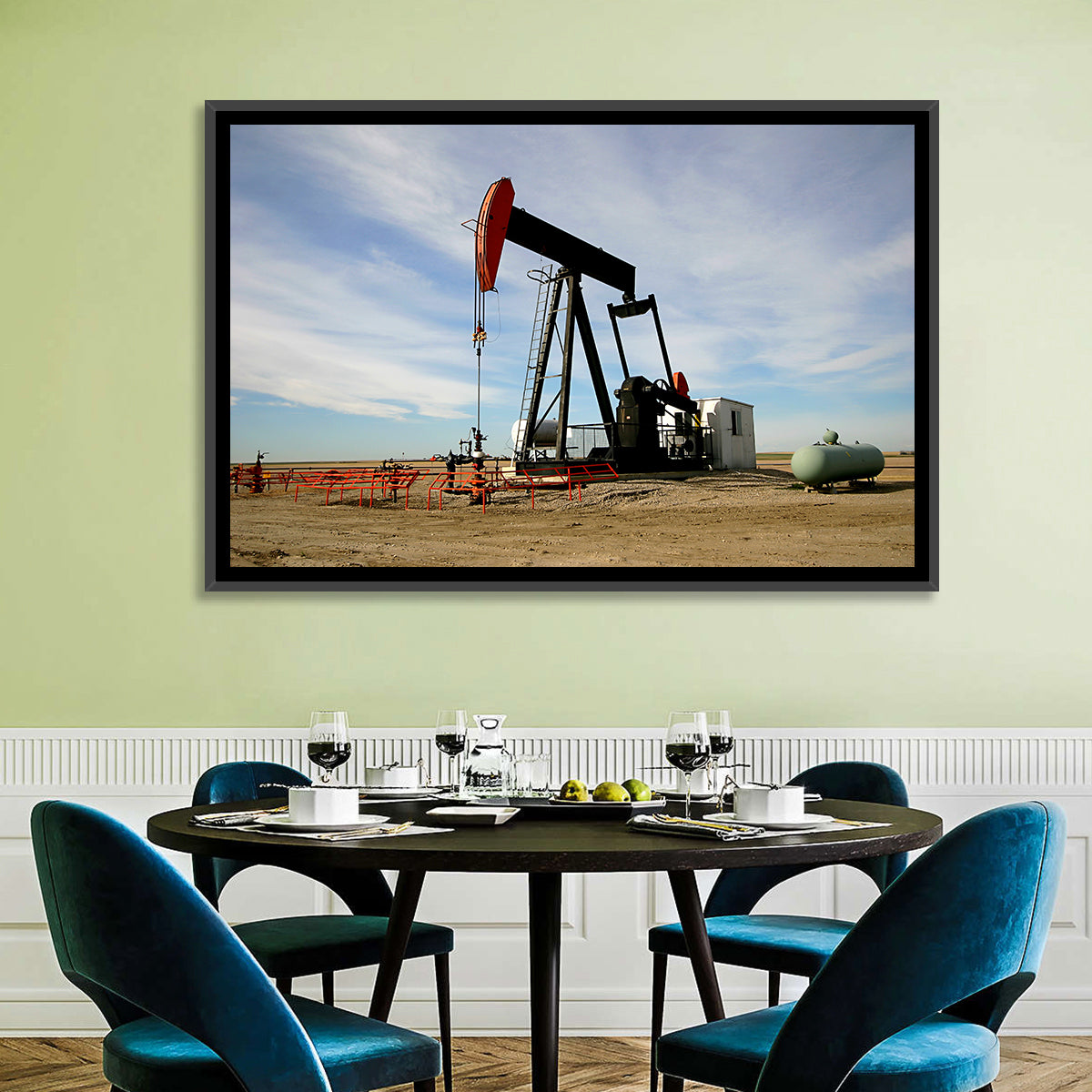 Pump Jack with Storage Tank Wall Art in a room, landscape