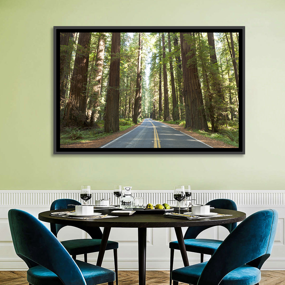 Giants Avenue Redwood Forest Road Wall Art in a room, landscape