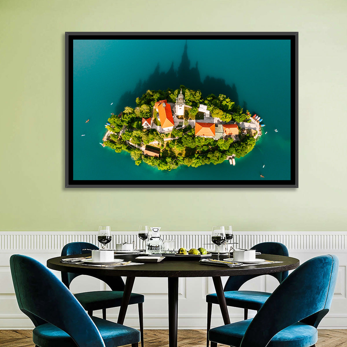 Bled Island Aerial View Wall Art