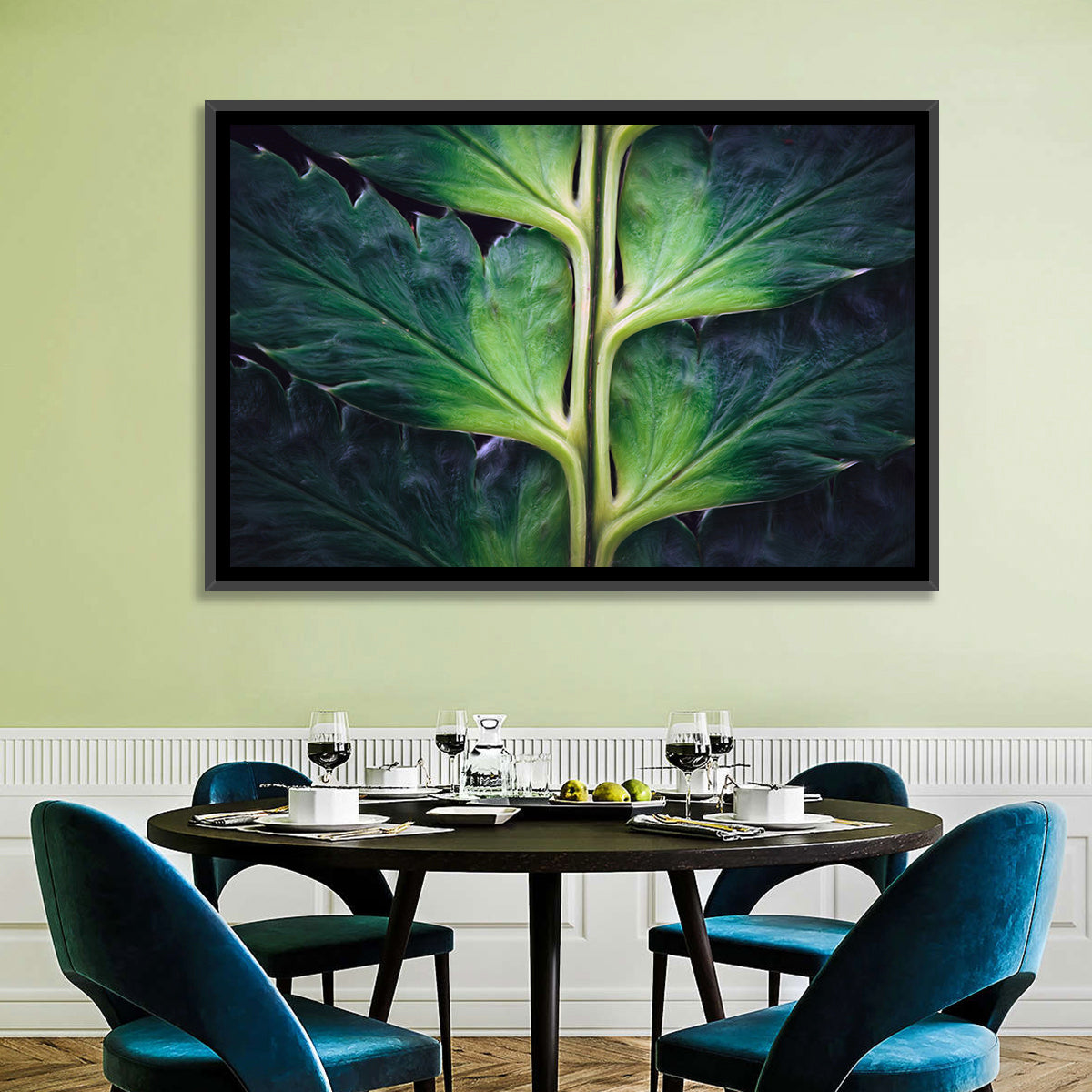 Fern Stem Macro Study Wall Art in a room, landscape