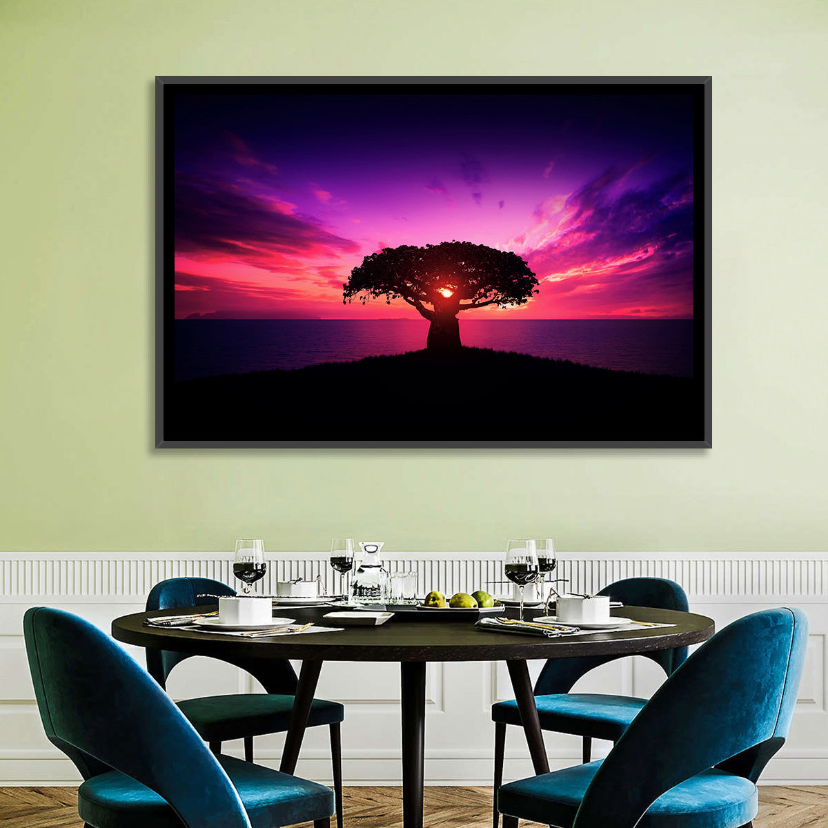 Baobab Sunset Silhouette Wall Art