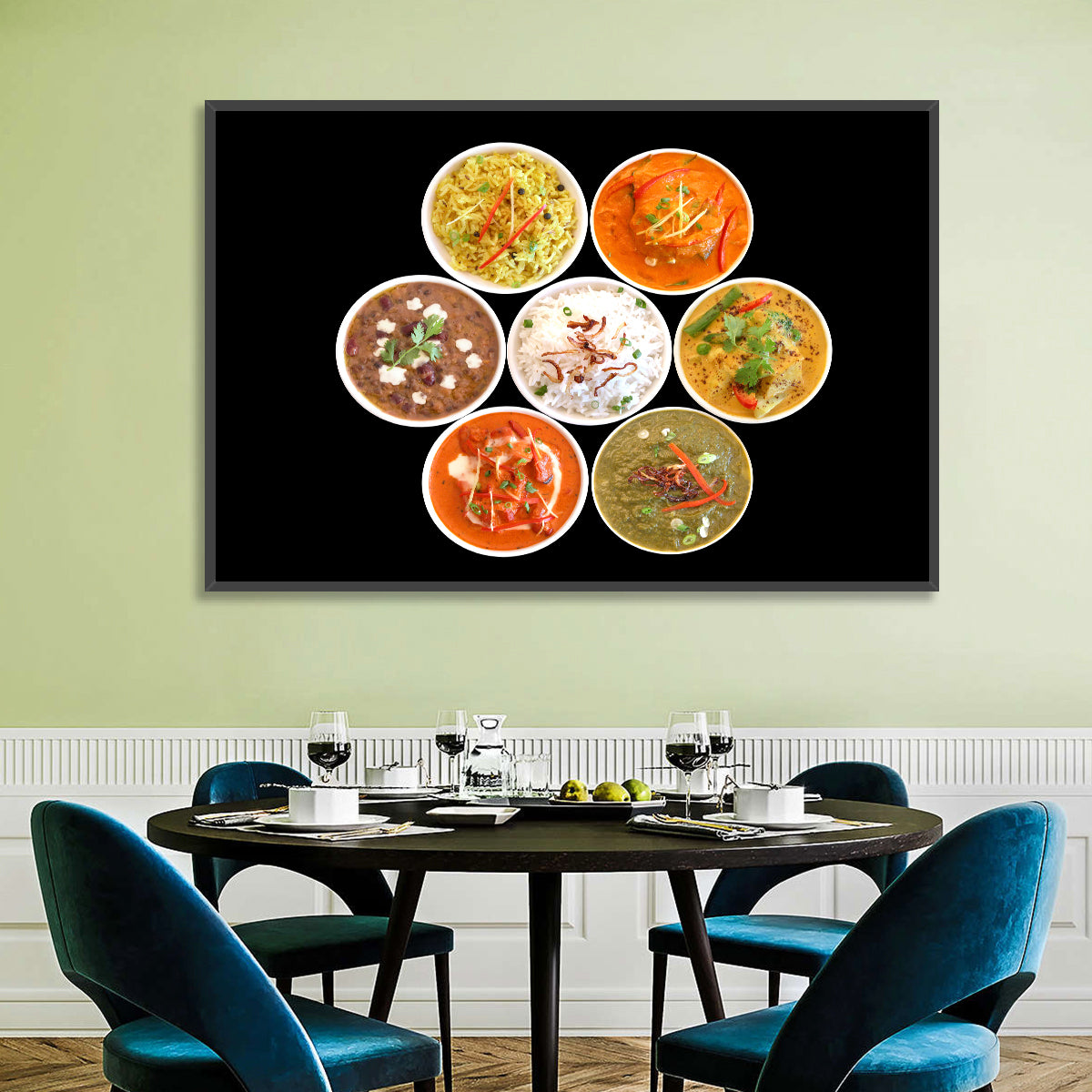 Six Indian Curry Bowls Wall Art