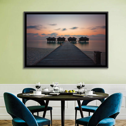 Overwater Bungalows at Sunset Wall Art