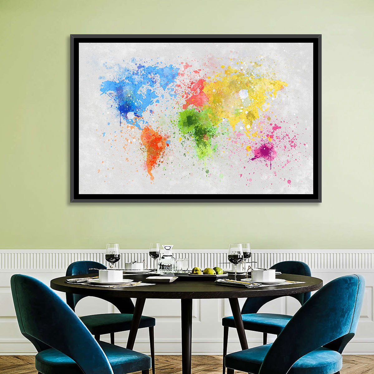 Watercolor World Map Wall Art