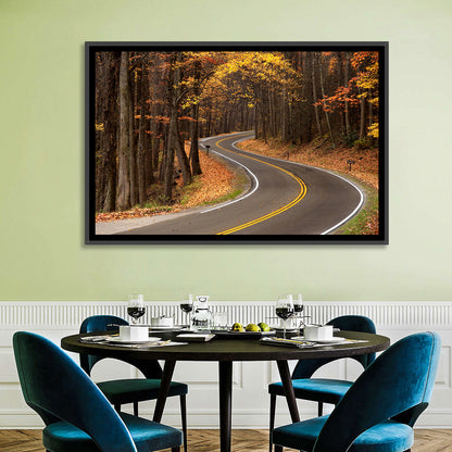 S-curve Road Through Autumn Forest Wall Art